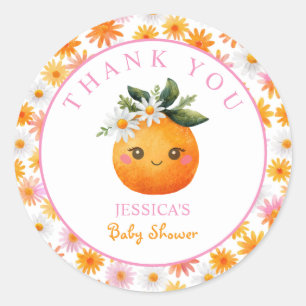 Little Cutie Orange Fruit Baby Shower Thank You Classic Round Sticker