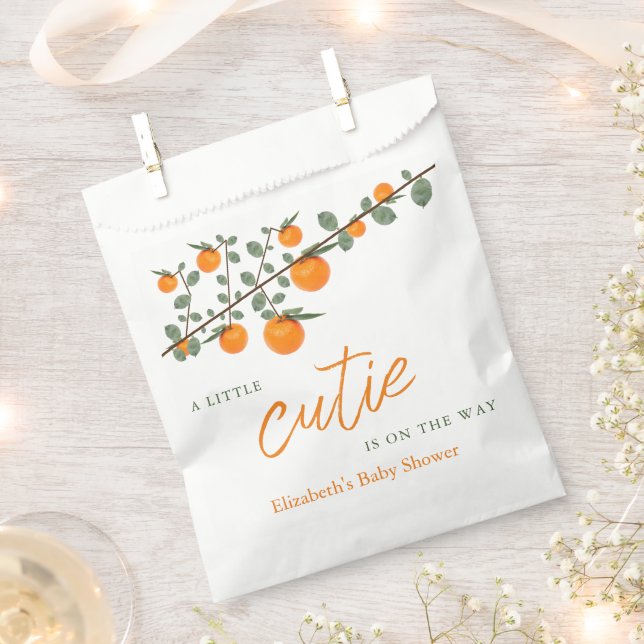 Little Cutie Orange Gender Neutral Baby Shower Favour Bag (Clipped)