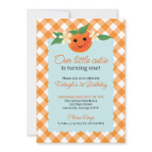 Little Cutie Orange Neutral Birthday Invitation