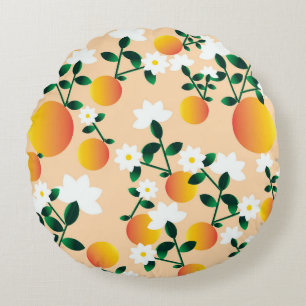 Little Cutie Orange Pattern Round Pillow