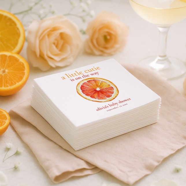 Little Cutie Orange Slice Baby Shower  Napkin (Creator Uploaded)