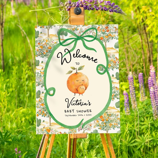 Little Cutie orange Toile Baby Shower Welcome Sign (Creator Uploaded)