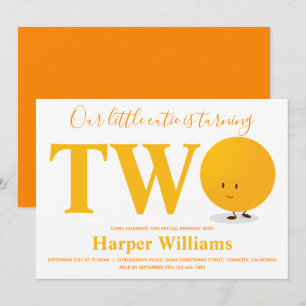 Little Cutie Orange Two 2nd Birthday Invitation