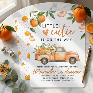 Little Cutie Orange Vintage Truck Baby Shower  Invitation