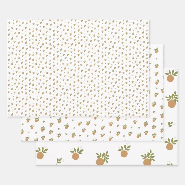 Little Cutie Orange Wrapping Paper Sheet Set (Set)