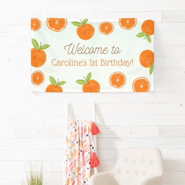 Little Cutie Oranges Girl Birthday Welcome Banner (Insitu)