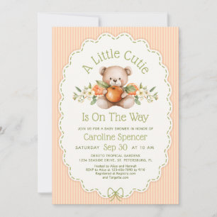 Little Cutie Oranges Teddy Bear Baby Shower Invitation