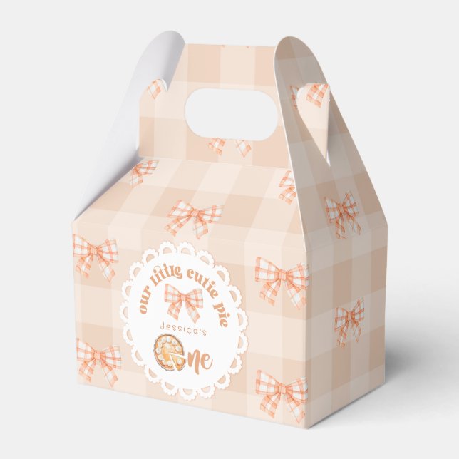 Little cutie Pie 1st birthday gingham Thank you Favor Box (Front Side)