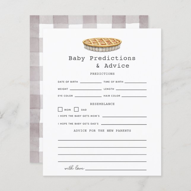 Little Cutie Pie Baby Predictions & Advice (Front/Back)