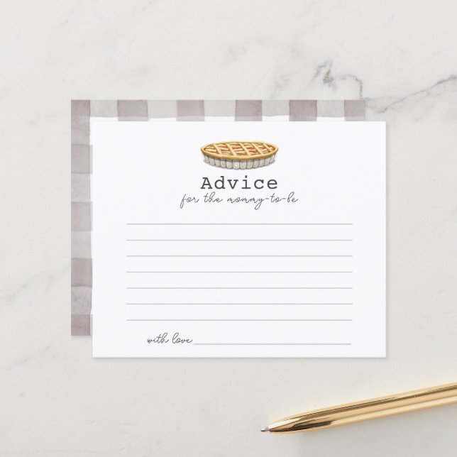 Little Cutie Pie Baby Shower Advice Card (Front/Back In Situ)