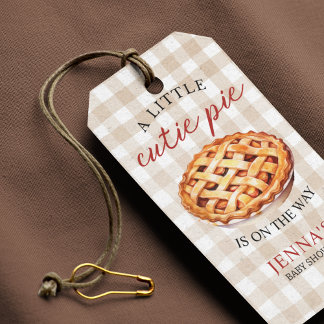 Little Cutie Pie Baby Shower Gingham Fall Gift Tags
