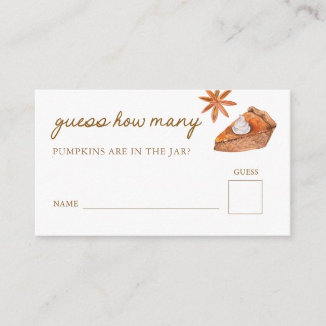 Little Cutie Pie Baby Shower Guess How Many Game Enclosure Card (Front)