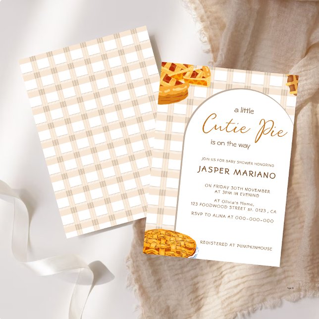 Little Cutie Pie Chequered Pattern Baby Shower Invitation (Creator Uploaded)