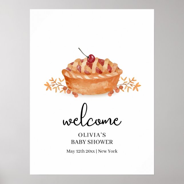 Little Cutie Pie Cherry Fall Baby Shower Welcome  Poster (Front)