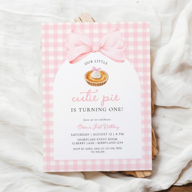 Little Cutie Pie Coquette First Birthday Invitation (Creator Uploaded)