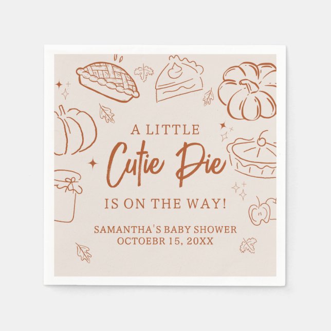 Little Cutie Pie Fall Baby Shower Napkin (Front)