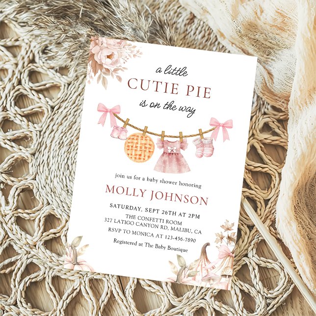 Little Cutie Pie Fall Pumpkin Baby Shower Invitation (Creator Uploaded)