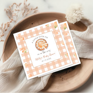 Little Cutie Pie Fall Pumpkin Gingham Baby Shower Napkin