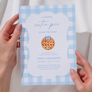 Little Cutie Pie is on the way Bow Boy Baby Shower Invitation
