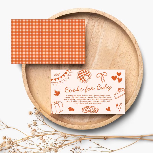Little Cutie Pie On The Way! Fall Baby Shower Book Enclosure Card (Creator Uploaded)