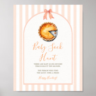 Little Cutie Pie Orange Gingham Baby Sock Hunt Poster