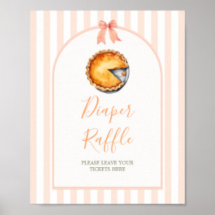 Little Cutie Pie Orange Gingham Diaper Raffle Poster