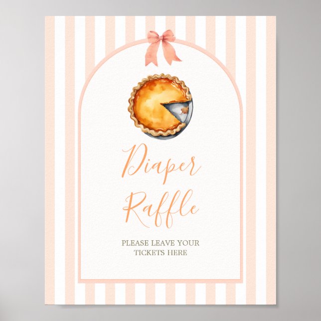 Little Cutie Pie Orange Gingham Diaper Raffle Poster (Front)