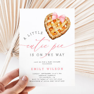 Little Cutie Pie Pink Bow Baby Shower Invitation