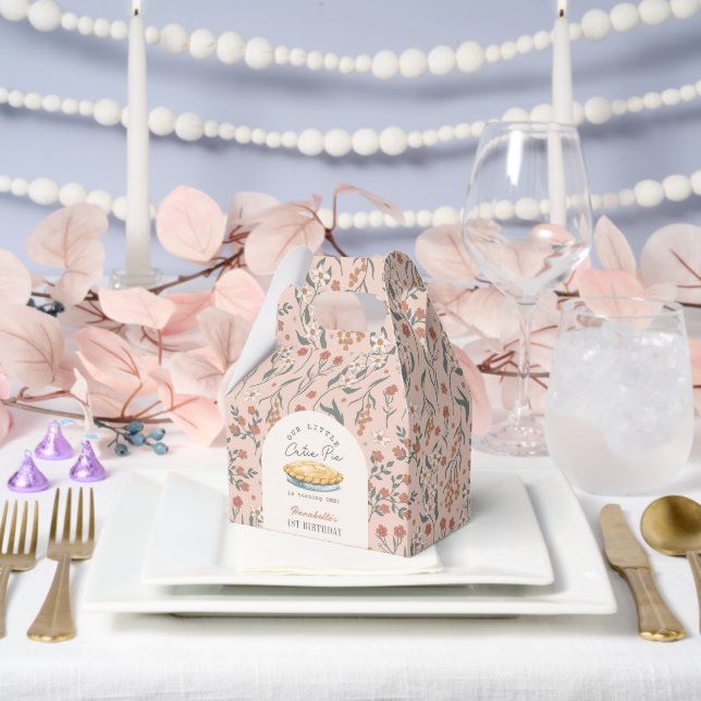 Little Cutie Pie Pink Floral 1st Birthday Favor Box (Wedding)