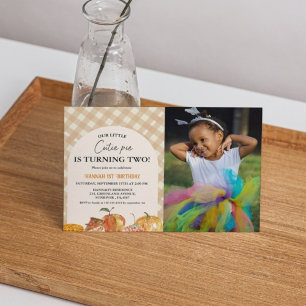 Little Cutie Pie Thanksgiving 2nd Birthday Invitation