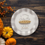 Little Cutie Pie Thanksgiving White Baby Shower Paper Plate<br><div class="desc">This cute "a little cutie pie is on the way" gender-neutral thanksgiving baby shower plate features a white background with a pie. Personalize it for your needs. You can find matching products at my store.</div>