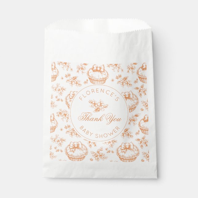 Little Cutie Pie Toile baby shower baby shower Favour Bag (Front)