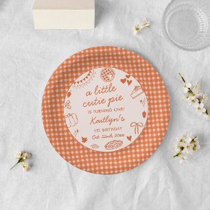 Little Cutie Pie Turning One! Fall 1st Birthday Paper Plate