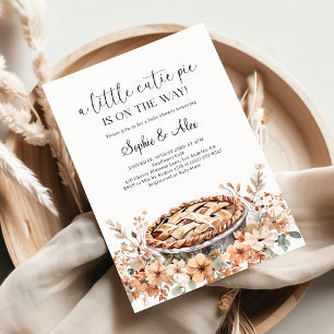 Little Cutie Pie Watercolor Fall Baby Shower Invitation