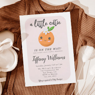 Little Cutie Pink Baby Shower Oranges Invitation