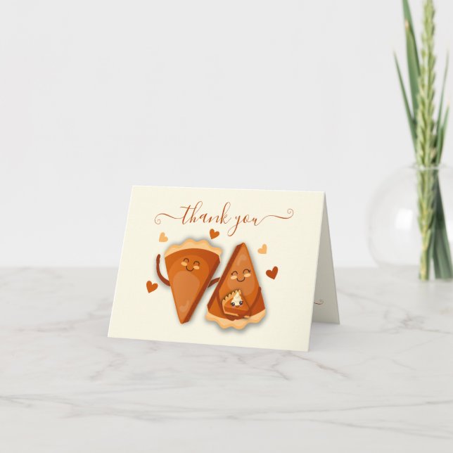 Little cutie Pumpkin Pie Autumn Baby shower Thank You Card (Front)