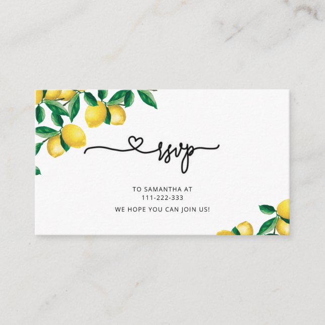 Little cutie RSVP Enclosure Card (Front)