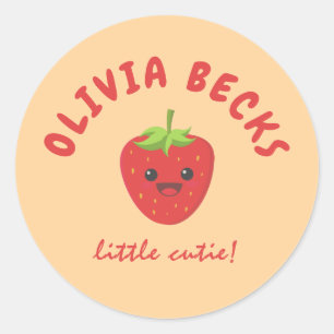 Little Cutie Strawberry Baby Shower  Classic Round Sticker
