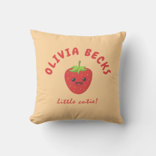 Little Cutie Strawberry Baby Shower  Throw Pillow