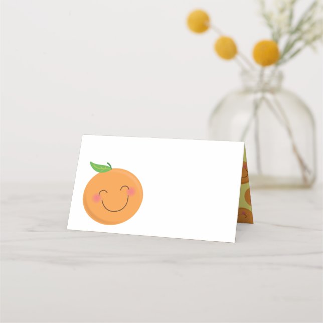 Little Cutie Tangerine Baby Shower Gender Neutral Place Card (Front)