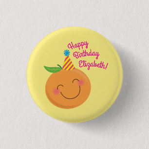 Little Cutie Tangerine Birthday Party 1 Inch Round Button