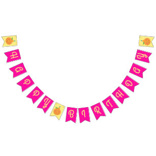 Little Cutie Tangerine Birthday Party Bunting Flags