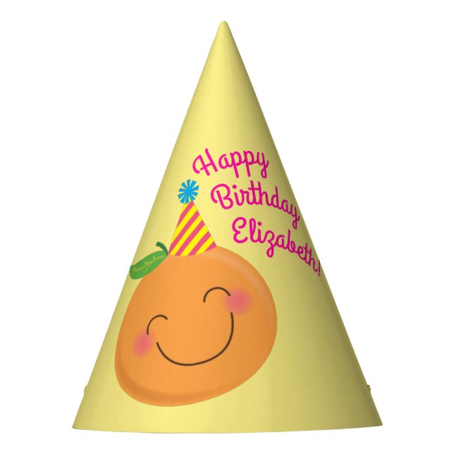 Little Cutie Tangerine Birthday Party Hat (Front)