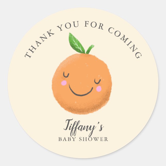 Little Cutie Theme Baby Shower Yellow Favour Classic Round Sticker (Front)