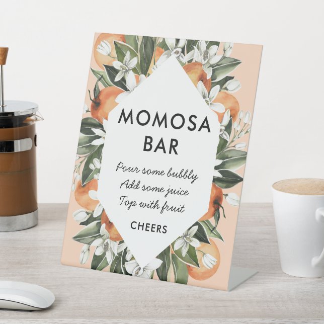 Little Cutie Themed Baby Shower Momosa Bar Poster Pedestal Sign (In SItu)