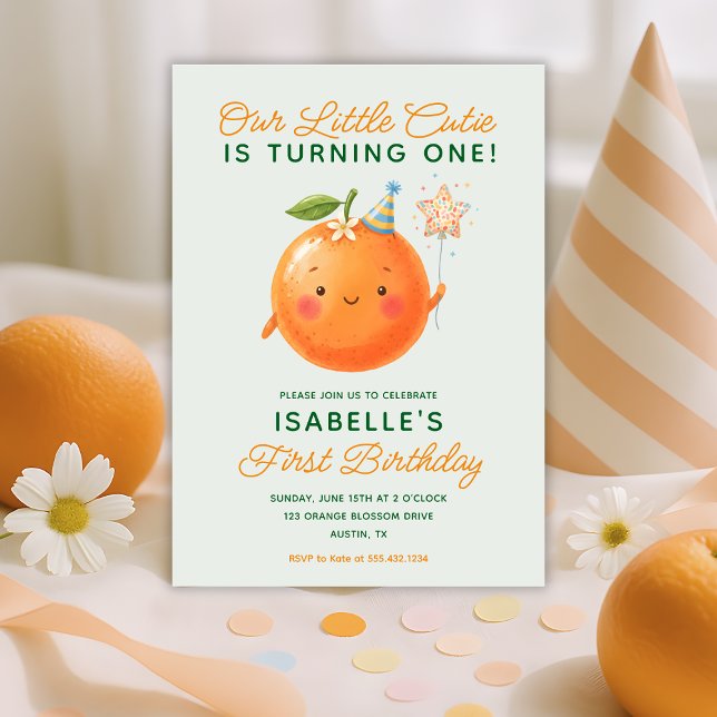 Little Cutie Turning One 1st Birthday Invitation (Little Cutie Turning One 1st Birthday Invitation)