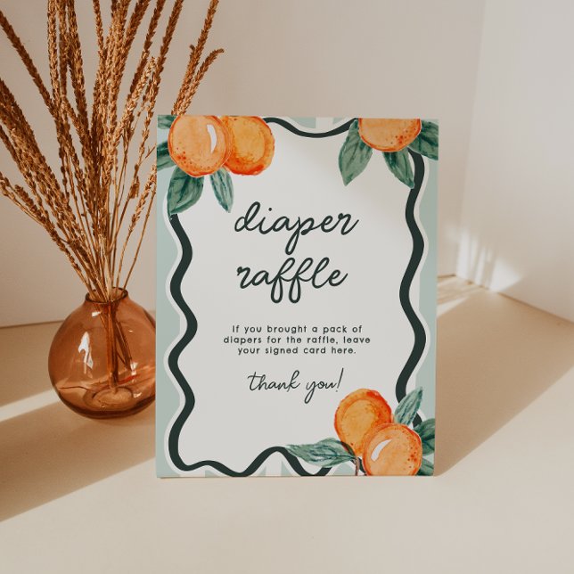 Little Cutie Whimsical Diaper Raffle Entry Pedestal Sign (Little Cutie Diaper Raffle Sign)