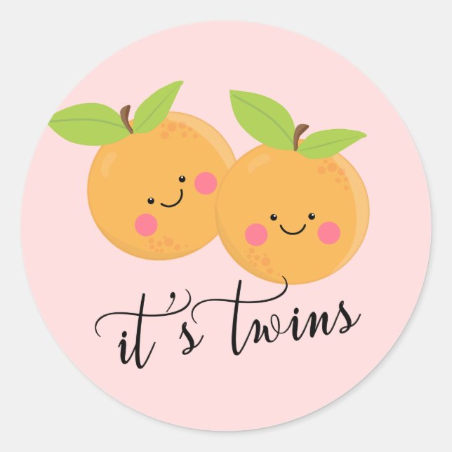Little Cuties It' Twins Favour Classic Round Sticker (Front)