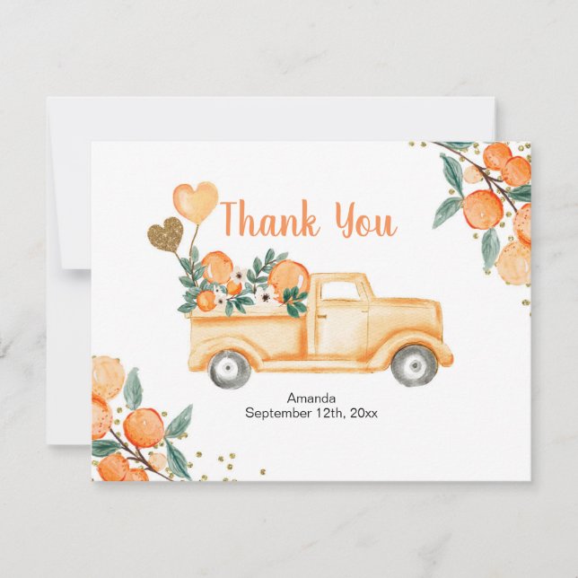 Little Cuties Oranges Camion Carte de remerciement (Devant)