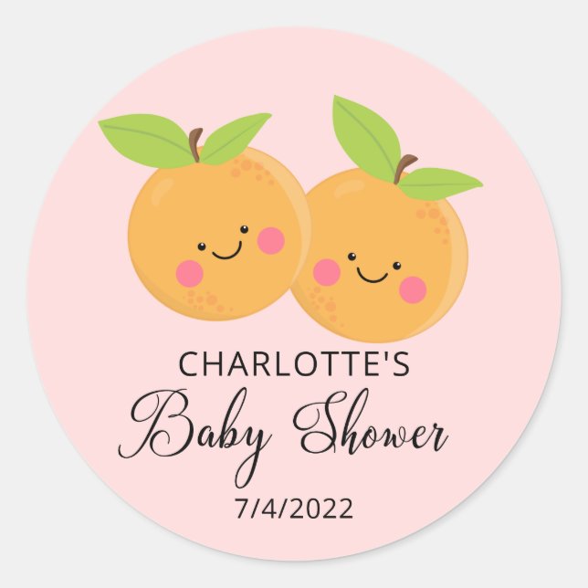 Little Cuties Twins Baby Shower Classic Round Sticker (Front)